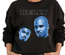 Women's Belly Movie Black Sweatshirt – Female wearing DMX & Nas classic hip-hop film streetwear hoodie – unisex urban fan apparel