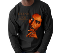Men's Black Bob Marley Retro 90s Long Sleeve - Adult wearing vintage reggae performance shirt