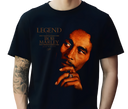 Men's Black Bob Marley Retro 90s Tee - Adult wearing vintage reggae streetwear shirt