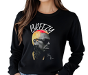 Women's Chris Brown Vintage Black Long Sleeve - Female wearing unisex concert streetwear