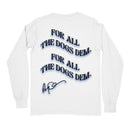 Close-up of the back of the long sleeve shirt, showcasing a unique tribute to Drake’s For All The Dogs era.
