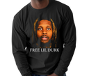 Men's Free Lil Durk Mug Shot Long Sleeve - Adult wearing drill hip hop streetwear