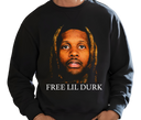 Men's Free Lil Durk Mug Shot Sweatshirt - Adult wearing drill hip hop streetwear