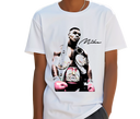 Teen wearing Tyson Youth 'Iron Mike' White Tee – Next Gen Boxing Fan