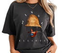 Woman styling Missy Elliott Tour Black Tee – Feminine Y2K Rap Look