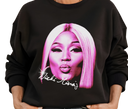 Women's Nicki Minaj Trendy Hip-Hop Sweatshirt - Female wearing unisex rap concert wear