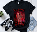 Vintage Scarface movie graphic tee featuring 'The World Is Yours' slogan in retro style