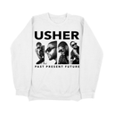 Usher Past Present Future White Sweatshirt - Luxury R&B loungewear celebrating 30-year career
