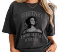 Women's Whitney Houston 90s Tee - Female wearing unisex retro pop icon streetwear