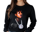 NBA YoungBoy Concert Long Sleeve - Top Pain Tour Style LS - Rap Festival Wear - Vintage Portrait Pullover