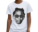 Youth Free Thug White Tee - Young hip hop fan wearing tribute streetwear