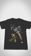Vintage Kobe Bryant 'Black Mamba' Lakers T-shirt - Close-up video shows heavyweight 100% cotton, distressed 2009-10 back-to-back championship graphics, and authentic Western Conference Finals patch for hardcore collectors.