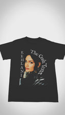 Official Kehlani Crash World Tour T-shirt - Close-up video shows buttery-soft tri-blend fabric, exclusive 2024 tour city list graphics, and reinforced collar for concert durability.