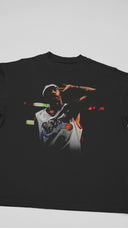 High-quality Allen Iverson T-shirt in motion: Smooth fabric, fade-resistant print, and vintage 90s design details visible as the camera pans over the shirt
